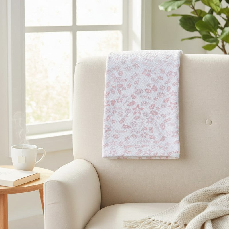Skyloom Floral Cotton Bath Towels - White