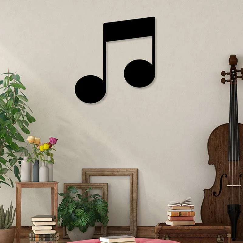 Quavers Pair Musical Note Black Iron Wall Accent media 1