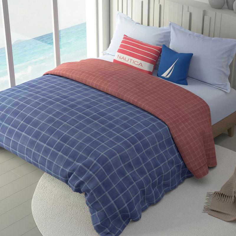 Nautica Lattice Haven Reversible Comforter (Blue,Red) - 130 GSM media 3