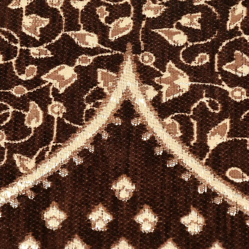 Petite Leaves Chenille Sofa Cover - Coffee Brown media 8