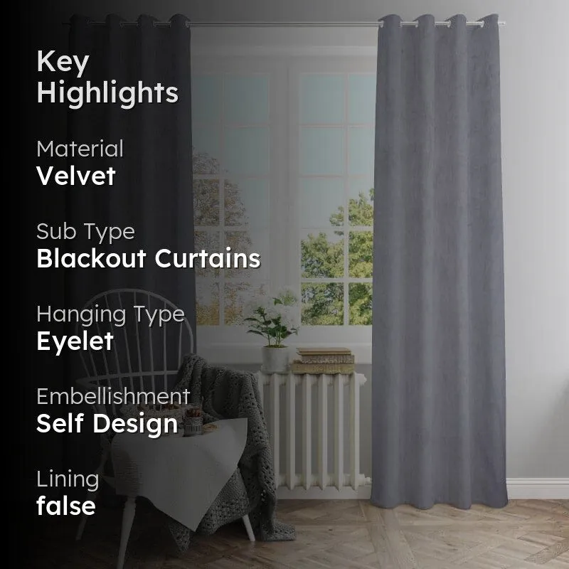 Kumudini Solid Curtain (Grey) - Set Of Two media 2
