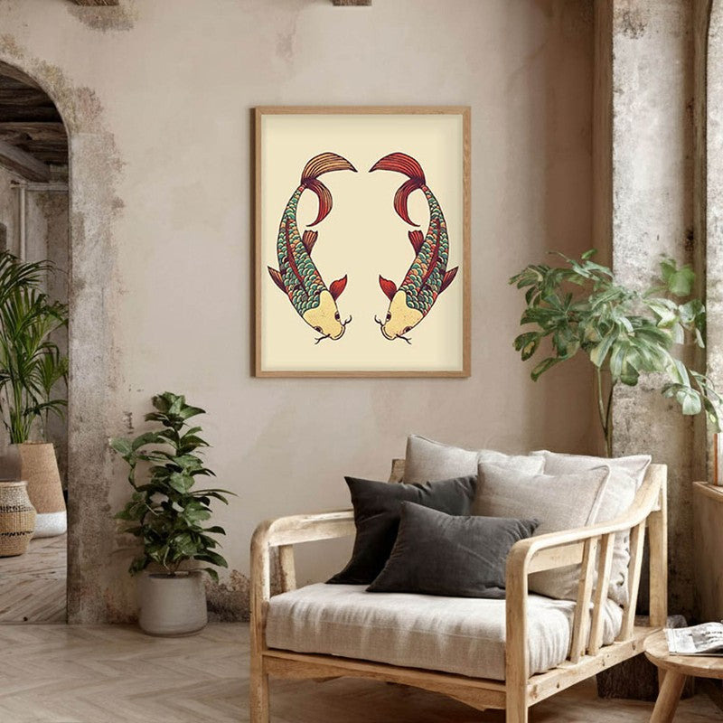 Decorative Bird Illustration Canvas Wall Painting  With Brown Frame media 9
