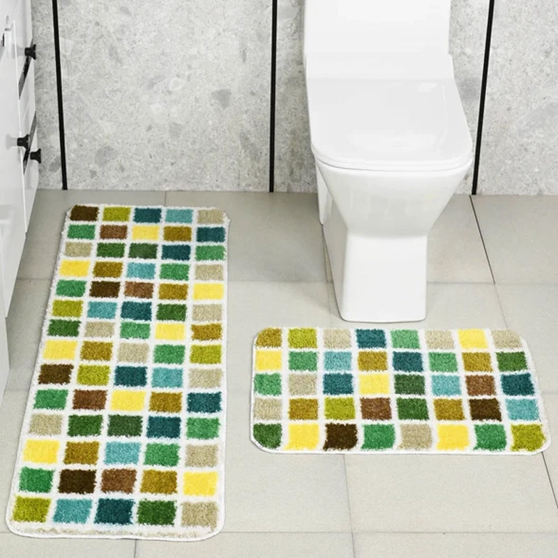 Saral Home Mosaic Anti-Skid Bathmat - Two Piece Set