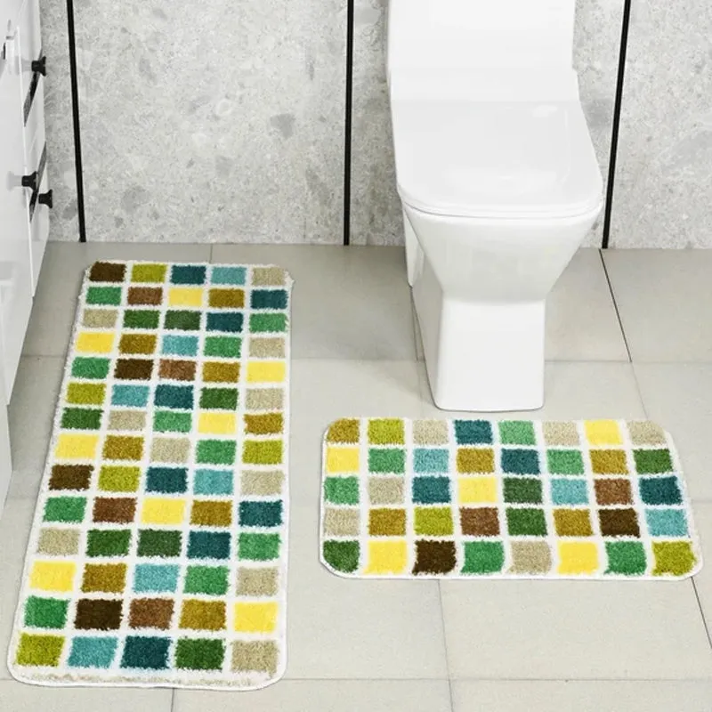 Saral Home Mosaic Anti-Skid Bathmat - Two Piece Set media 1