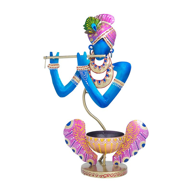 Krishna Flute Tealight Holder - Black,Orange media 3