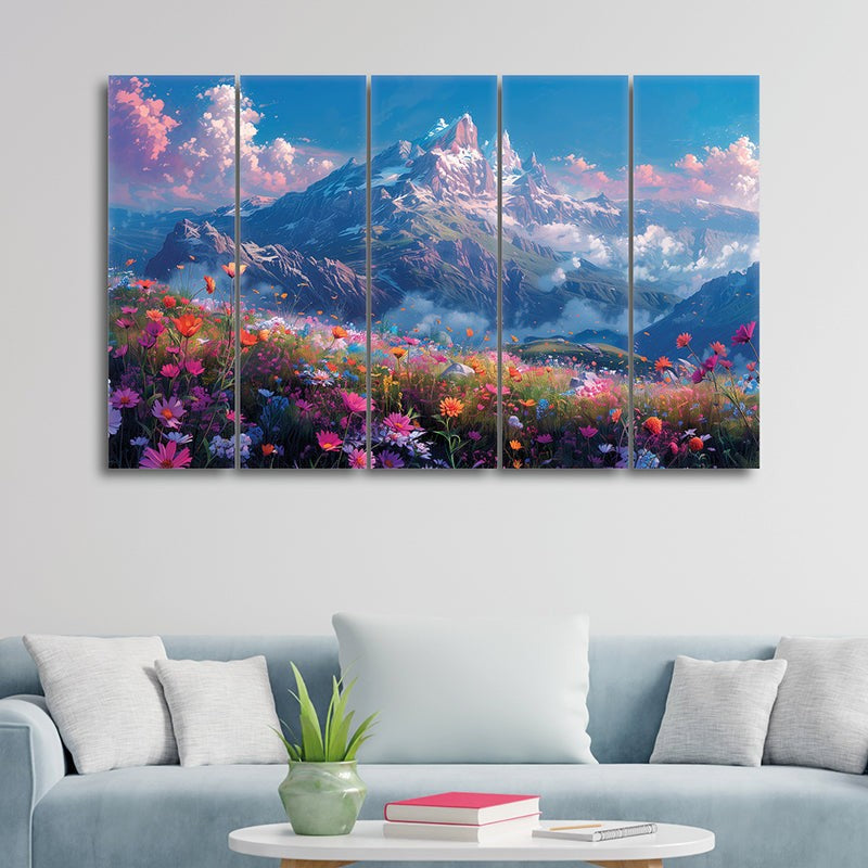 Whimsical Meadow Canvas Wall Art - Set Of Five