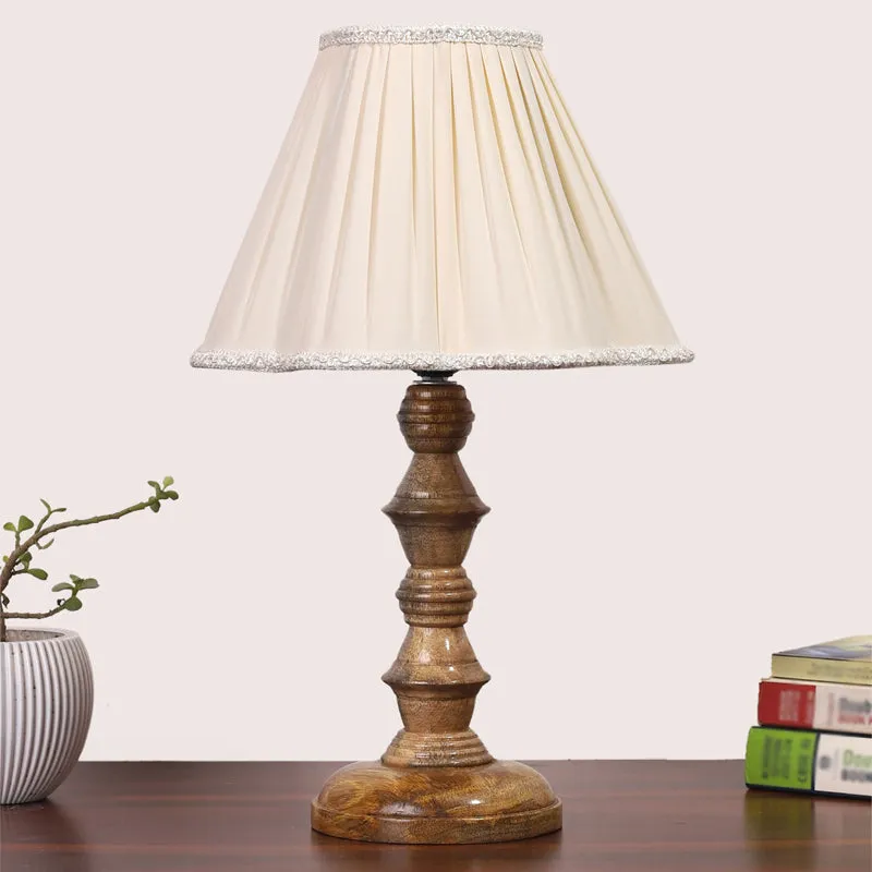 Pleatra I Timber Wooden Table Lamp - Ivory,Brown media 3