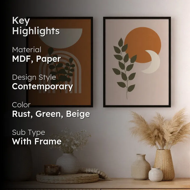 TerraSun Paper Wall Painting With MDF Frame - Set Of Two media 2