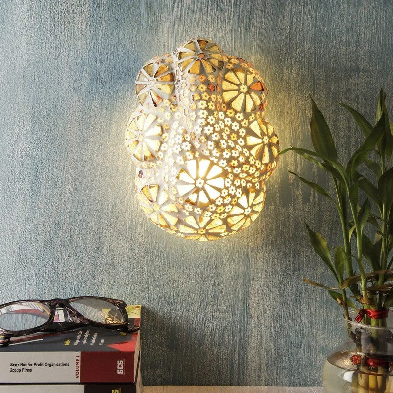 Mangalam Ganesha Glass Wall Lamp - White media 1