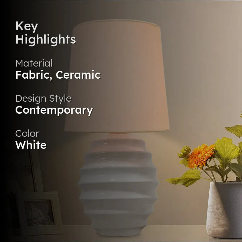 Pharos Ceramic Fabric Table Lamp - White media 2