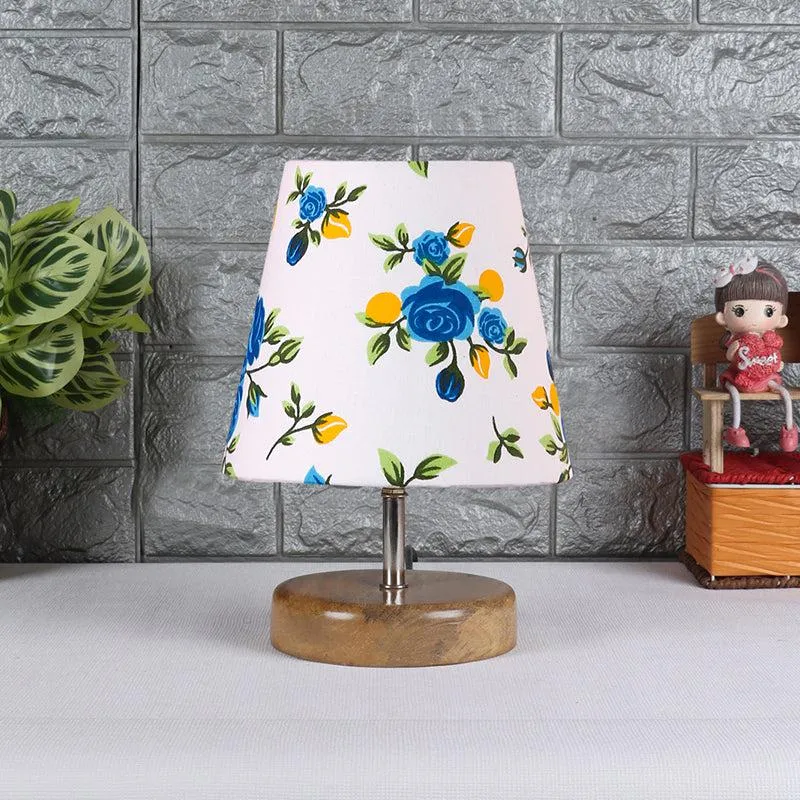 Petricho Blue Fluer Fabric Table Lamp - Multicolor media 3