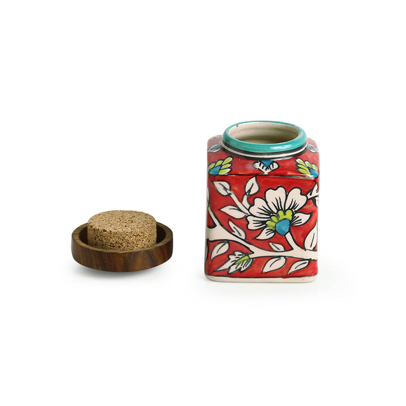 Rang-E-Gul Handpainted Ceramic Multi-Utility Jar (240 ML) - Set Of Two media 4