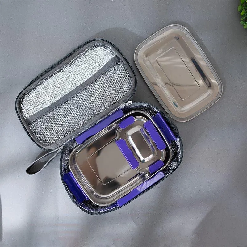 Tasteo Pack Violet Lunch Box With Insulated Pouch (800/150 mL) - Two Piece Set media 3