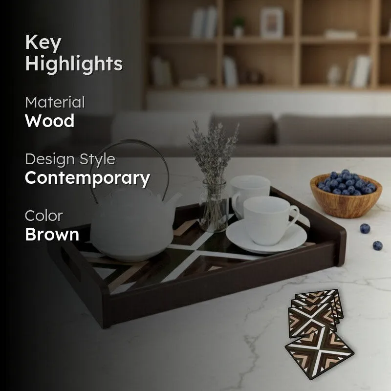 Timber Treasure Serving Tray with 4 Coasters - Five Piece Set media 2