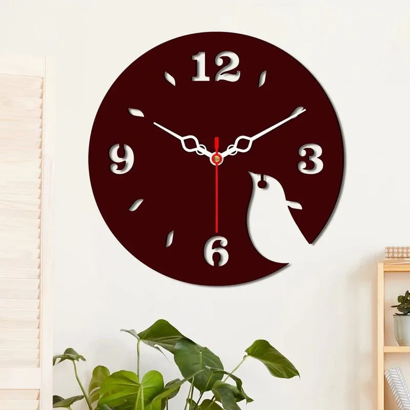 Feather Wing Bird Wooden Wall Clock media 5