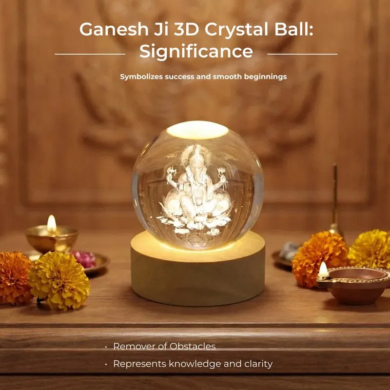 Divine Ganesha Glass Ball Table Lamp media 7