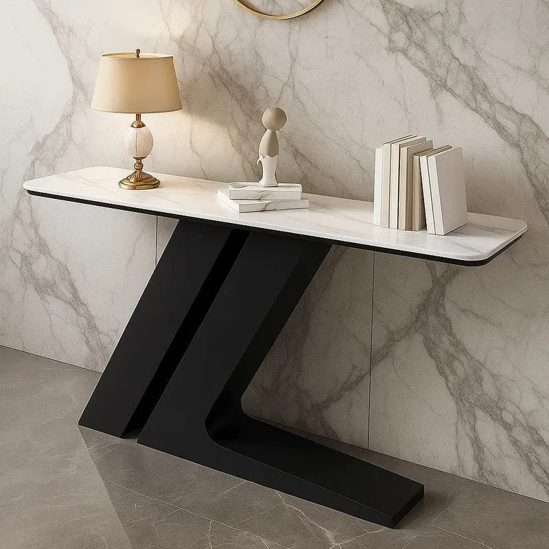 Elegant Metal Console Table with Marble Top (Black) - Medium media 4