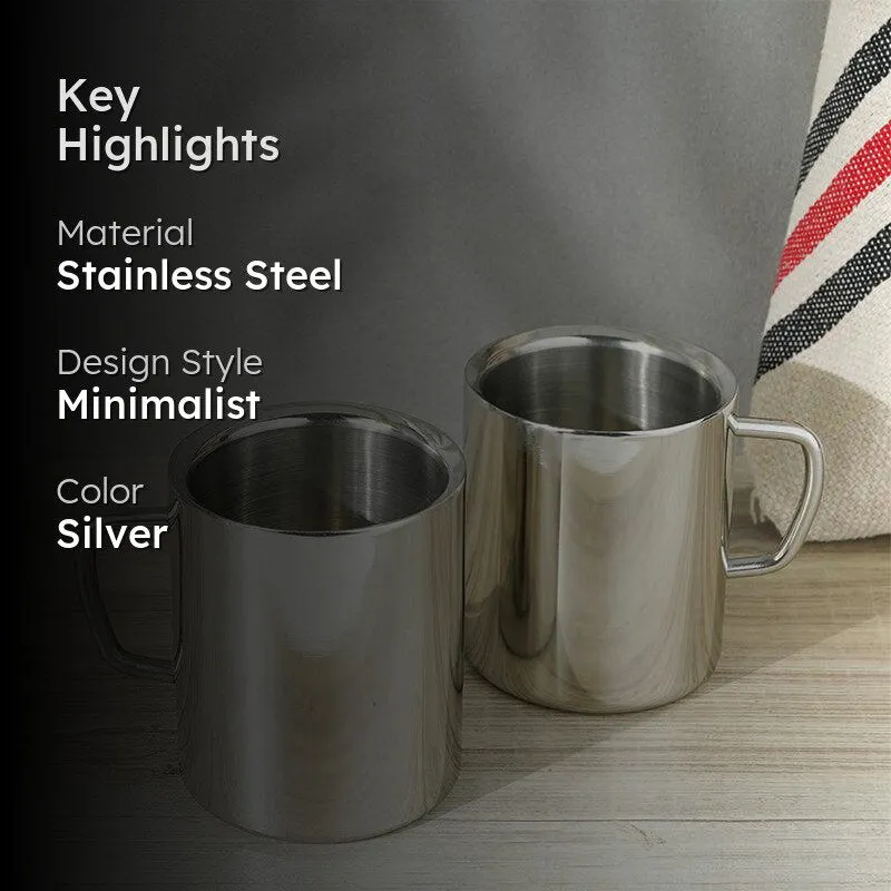 Deeva Stainless Steel Coffee Mug (250 mL Each) - Set of Two media 2