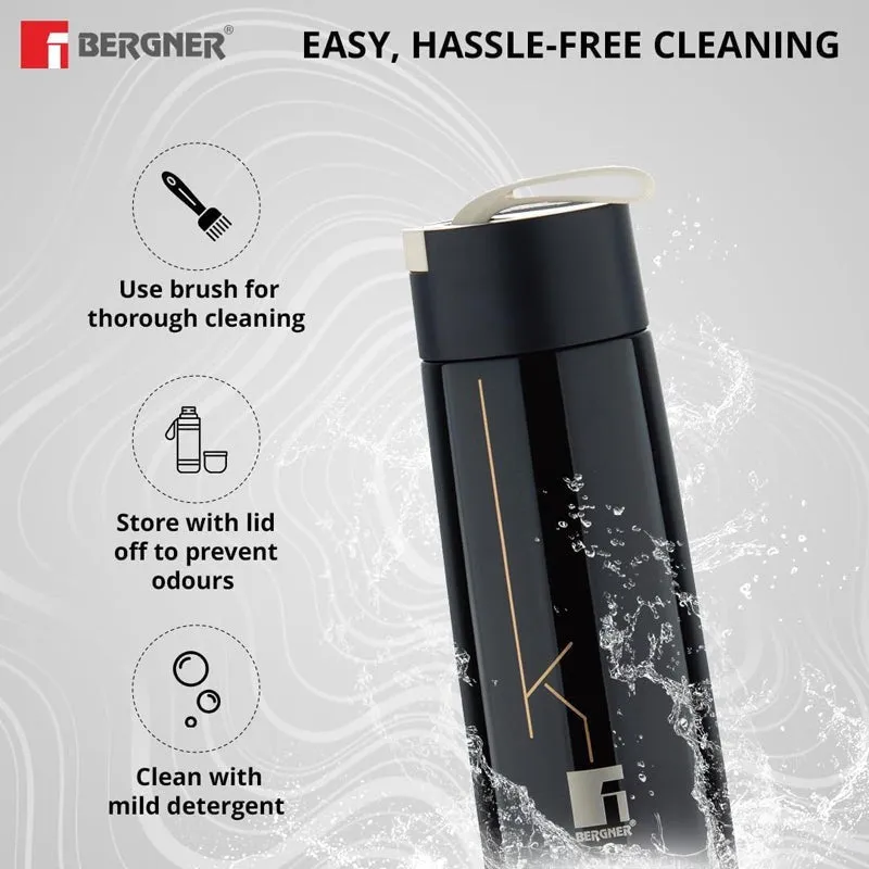 Bergner Walking Thermosteel Hot and Cold Flask (Black) -350 mL media 5