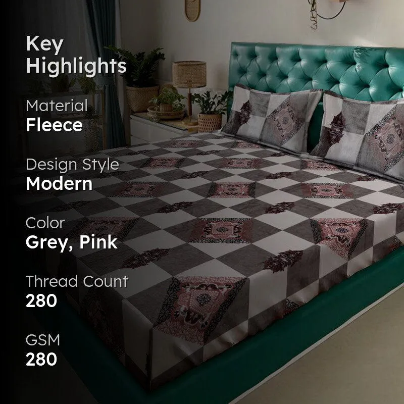 Paheli Geometric Fleece Bedsheet - 280 GSM media 2