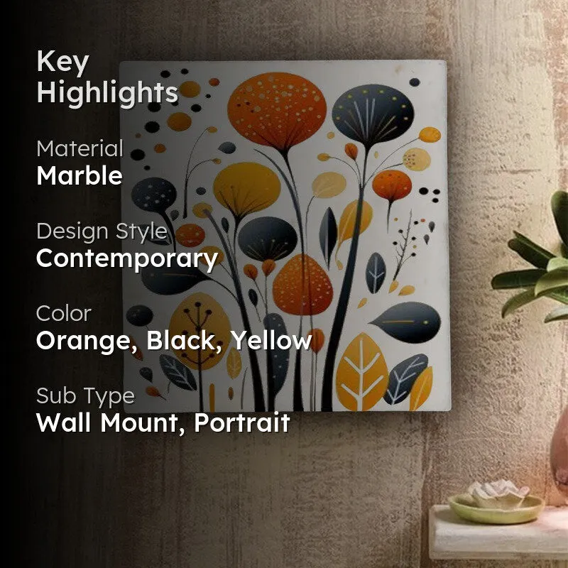 Colorburst Leaves Marble Wall Art - 10 Inches media 2