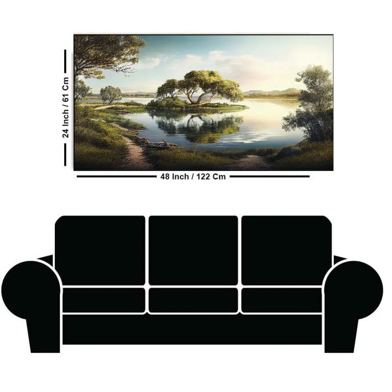 Serene Mountain Lake Wall Painting media 3