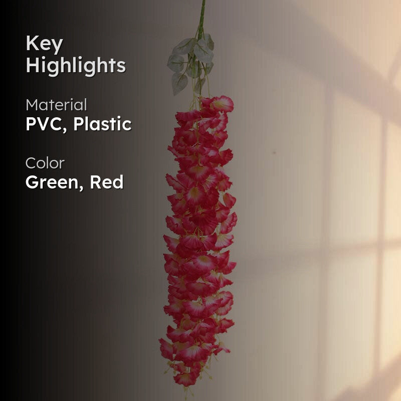Faux Lush Hanging Morning Glory Plant (Red) -  2.8 Feet media 2