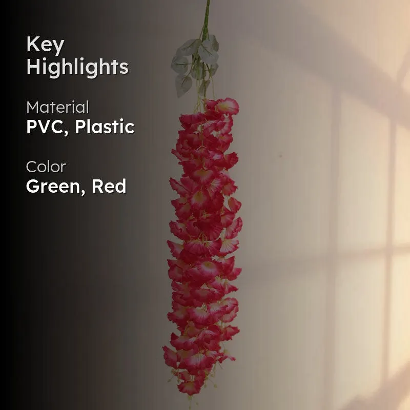 Faux Lush Hanging Morning Glory Plant (Red) - 2.8 Feet media 2