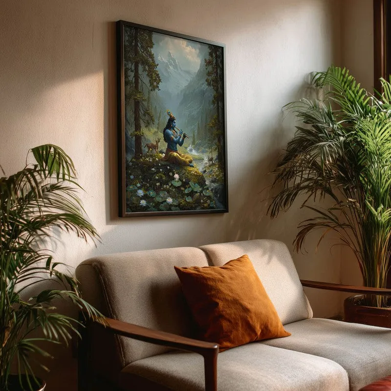 Vrindavan Bihari Lord Krishna Playing Fluit II Archival Paper Wall Art media 3