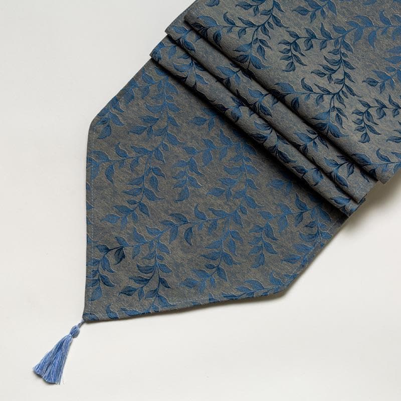 Elle Leafsy Jacquard Table Runner - Blue media 4