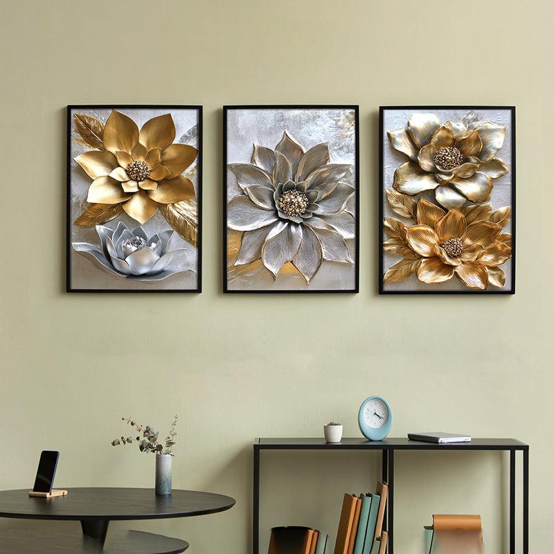 Moonlit Petals Wall Art With Frame - Set Of Three media 4