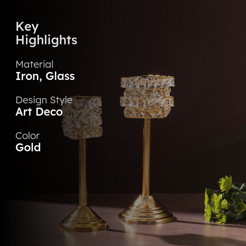 Luxe Prism Candle Holder (Gold) - Set Of Two media 2