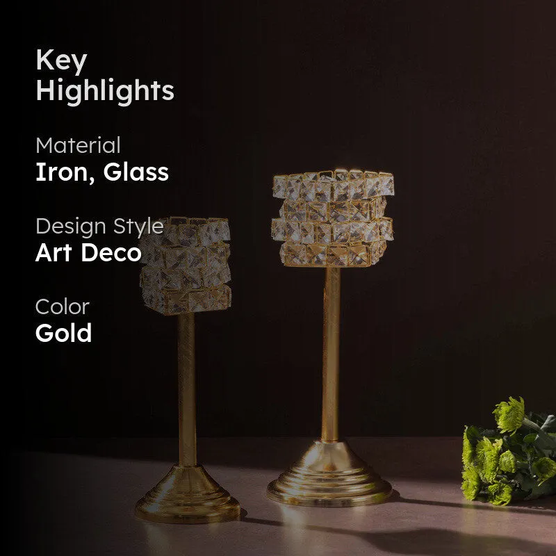 Luxe Prism Candle Holder (Gold) - Set Of Two media 2