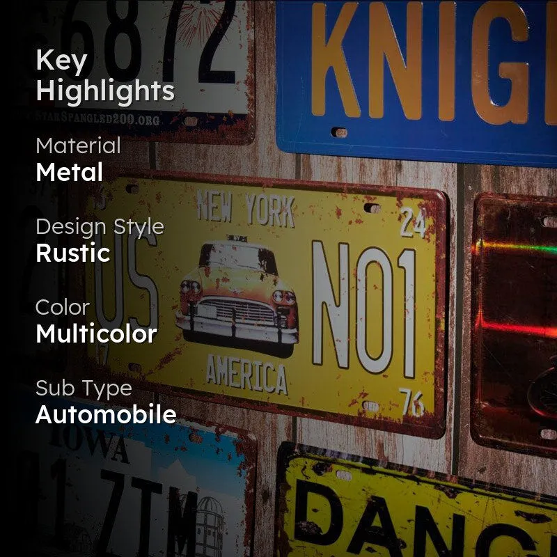 Taxi Us No1 Number Plate Metal Wall Accent media 2
