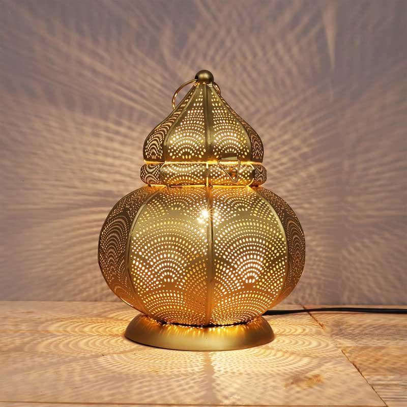 Antique Turkish Lantern Metal Table Lamp - Bronze media 3