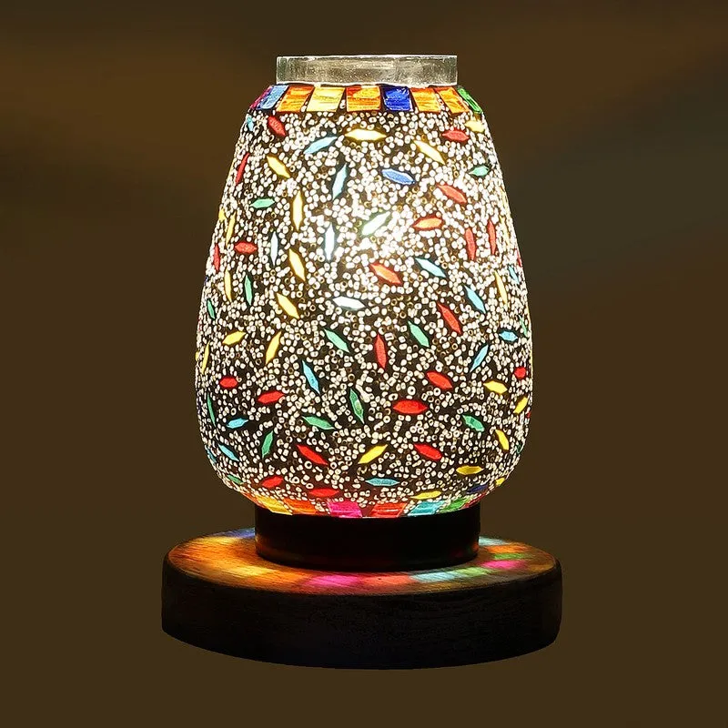 Starlia Glass Table Lamp With Wooden Base - Multicolor media 6