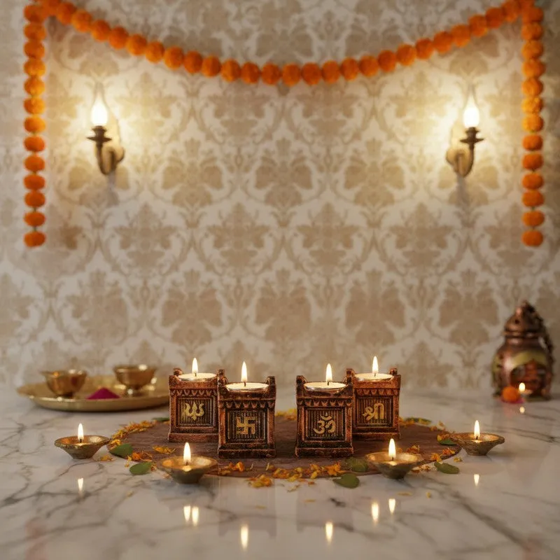 Tulsi Tea Light Holder - Set Of Four media 11
