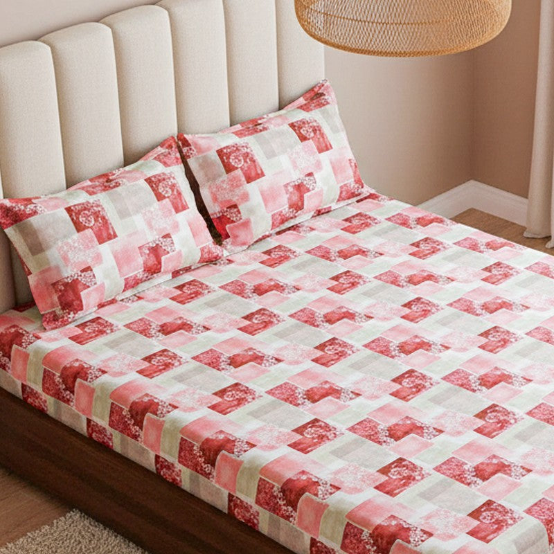 Cubescape Cotton Bedsheet (Maroon) - 180 TC media 3