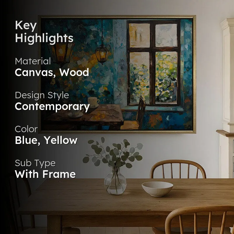 Warm Cafe Canvas Wall Painting With Frame media 2