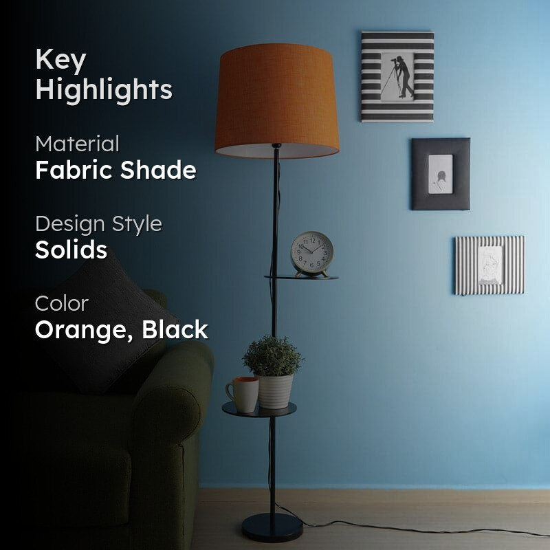 Savani Black Floor Lamp With Shelf media 2
