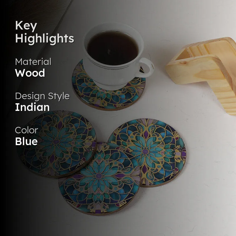Floral Feast Wooden Coasters with Stand - Five Piece Set media 2