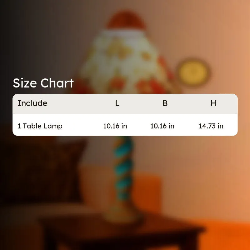 Elara Zyra Floral Wooden Table Lamp - Multicolor media 9