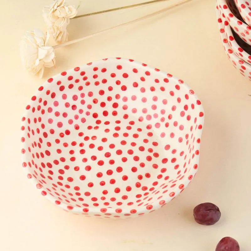 Mosha Polka Blue & Red Serving Bowl (500 ML) - Set of Two media 3