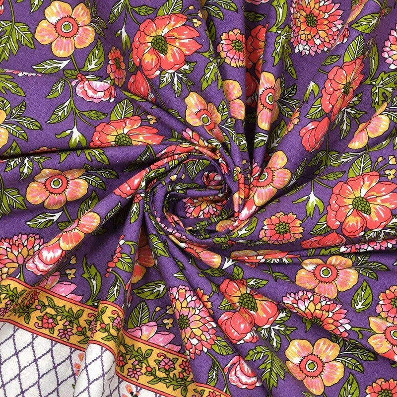Bloomus Cotton Bedsheet (Purple,White) - 240 TC media 5