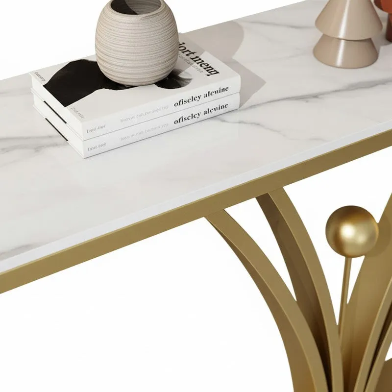 Modern Metal Console Table with Marble Base - Small media 3
