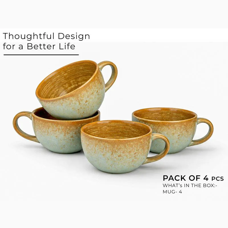 Cuddle Ceramic Tea Cup (250 mL Each),Blue,Copper) - Set Of Four media 3
