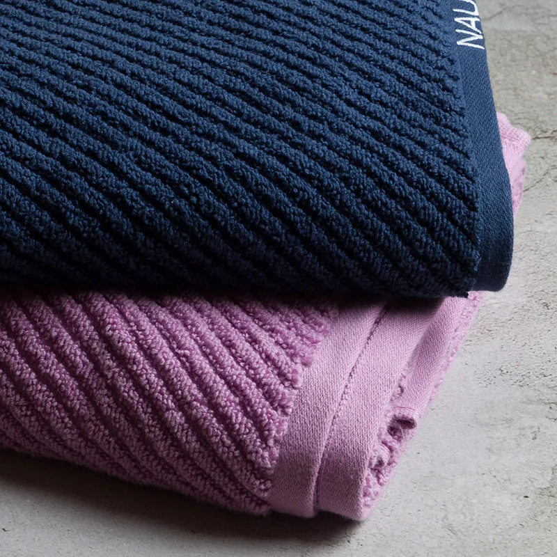 Nautica Riviera Soft Cotton Bath Towel (Navy Blue & Lilac) - Set Of Two media 5