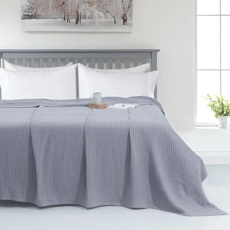 Axitra Wafel Weave Cotton Blanket - Grey media 1