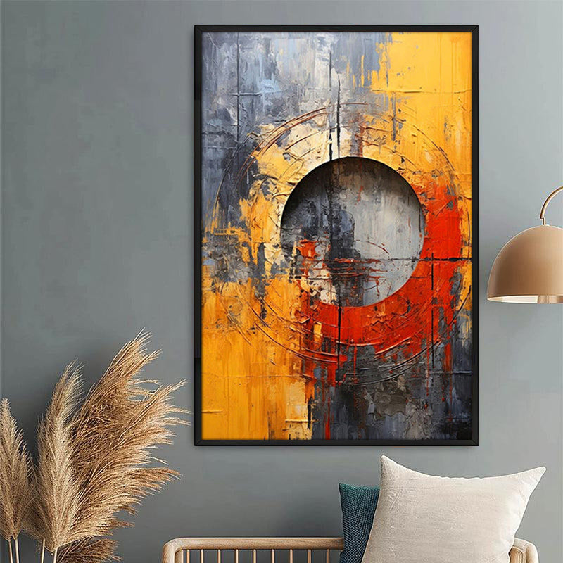 Flamma Cinere Abstract Wall Painting With Frame