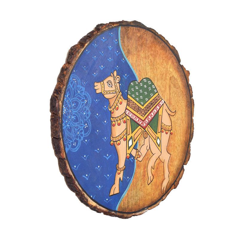 Neel Camel Pichwai Handpainted Wall Plate media 4